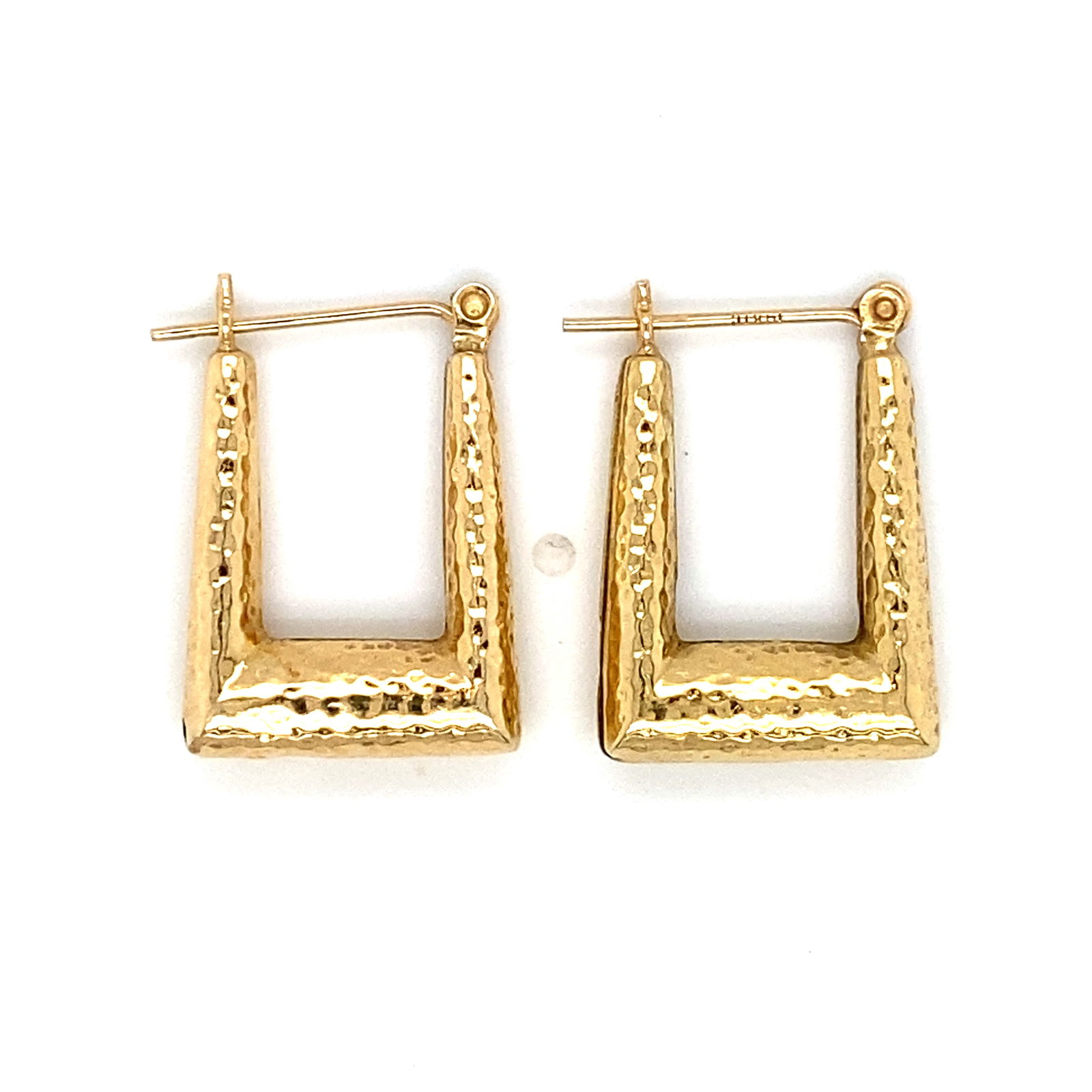 Circa 1980s Rectangle Hammered Earrings in 14K Yellow Gold (1 of 10)
