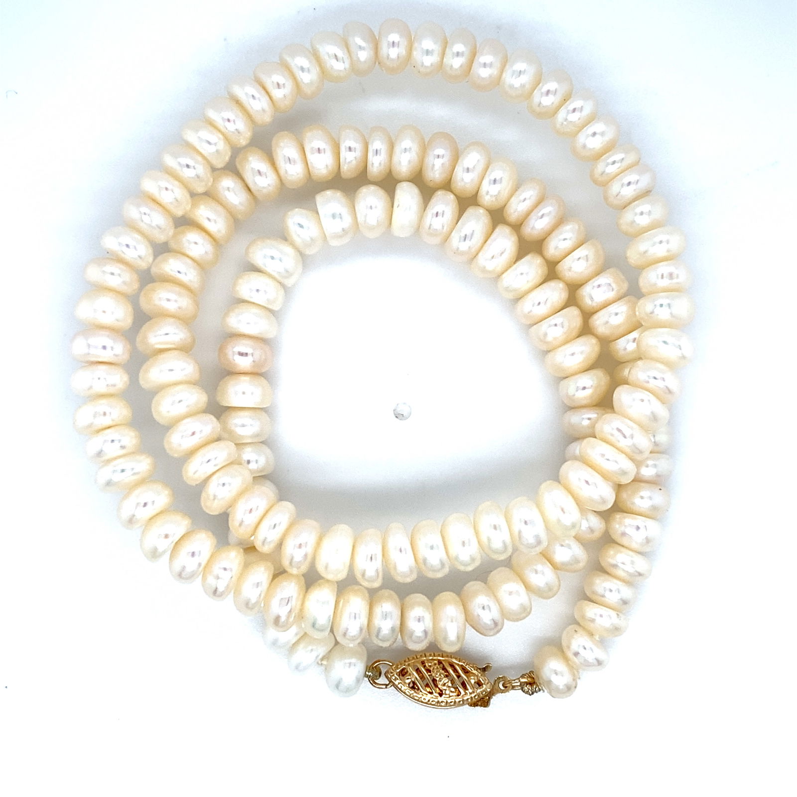 Button Pearl Necklace With Clasp in 14K Yelllow Gold (1 of 8)