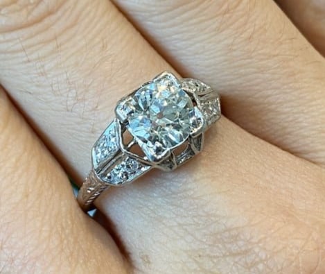 Circa 1920s Diamond Engagement Ring in Platinum (1 of 8)