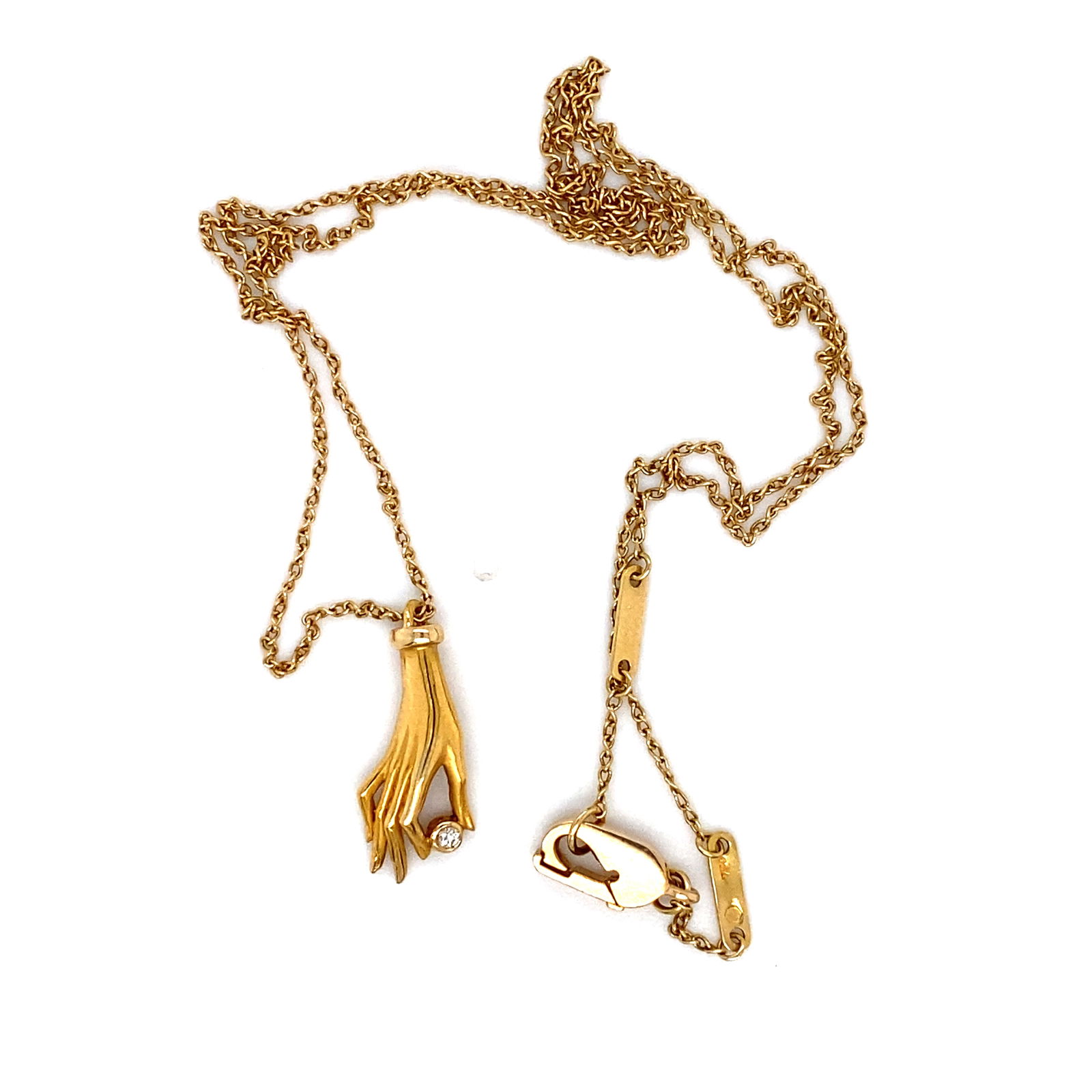Carrera y Carrera Hand Pendant with Diamond and Chain in 18K Gold (1 of 8)