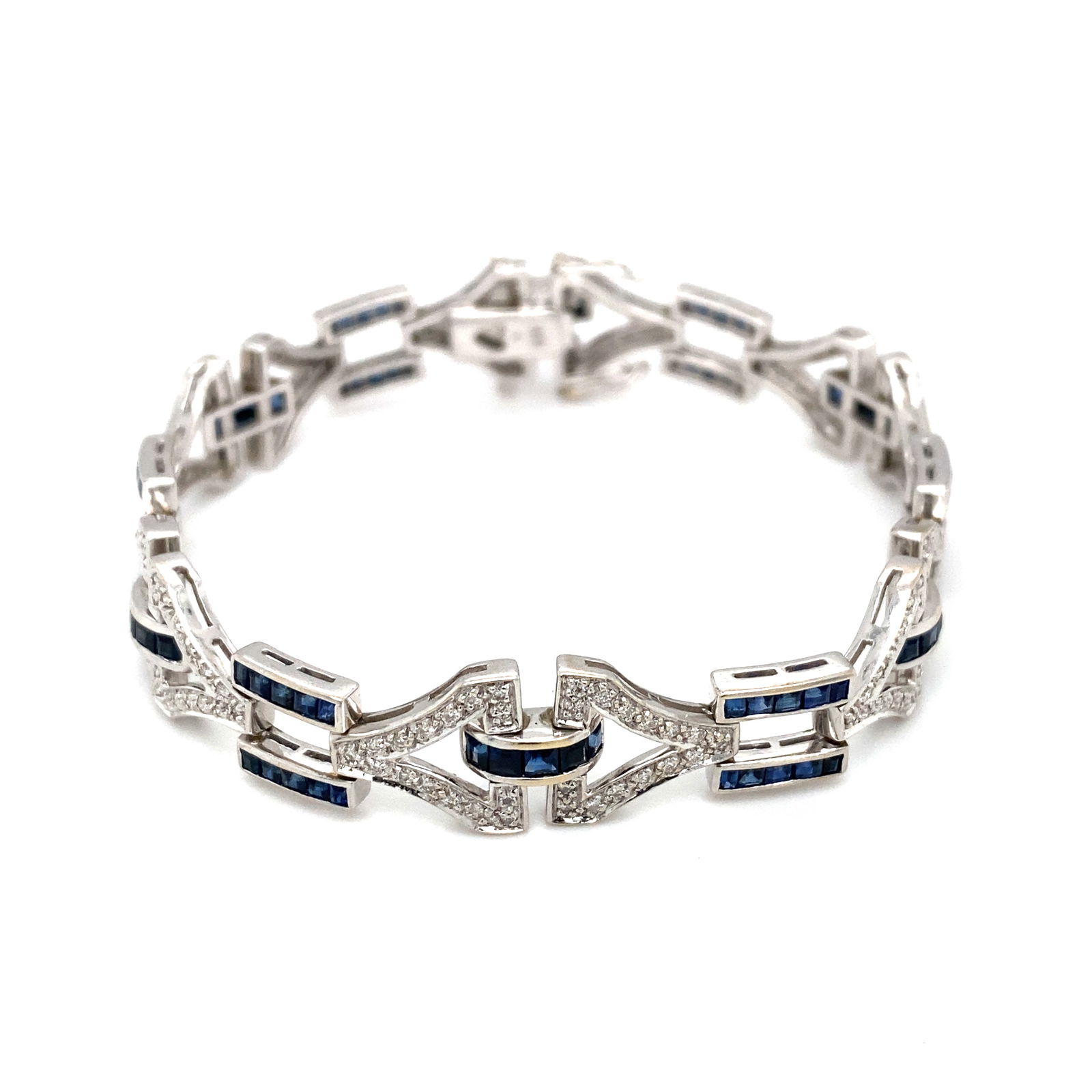 Estate Sapphire and Diamond Bracelet in 18K White Gold (1 of 9)