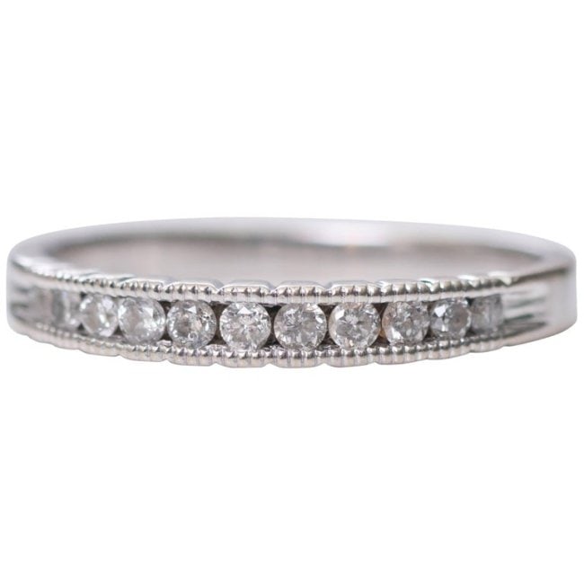 0.15 Carat Diamond and 14 Karat White Gold Eternity Band Ring (1 of 5)
