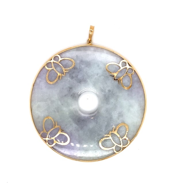 14K Gold Purple Jade Disc Pendant (1 of 7)