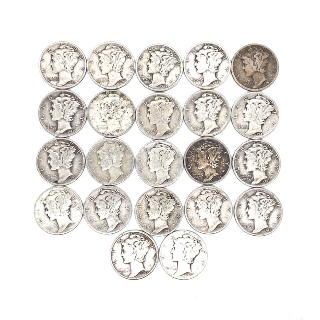 Lot of 22 Mercury Dimes (1 of 5)