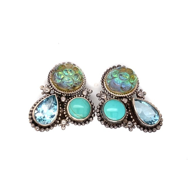 Sterling Silver Multi-Gemstone Clip Earrings (1 of 8)