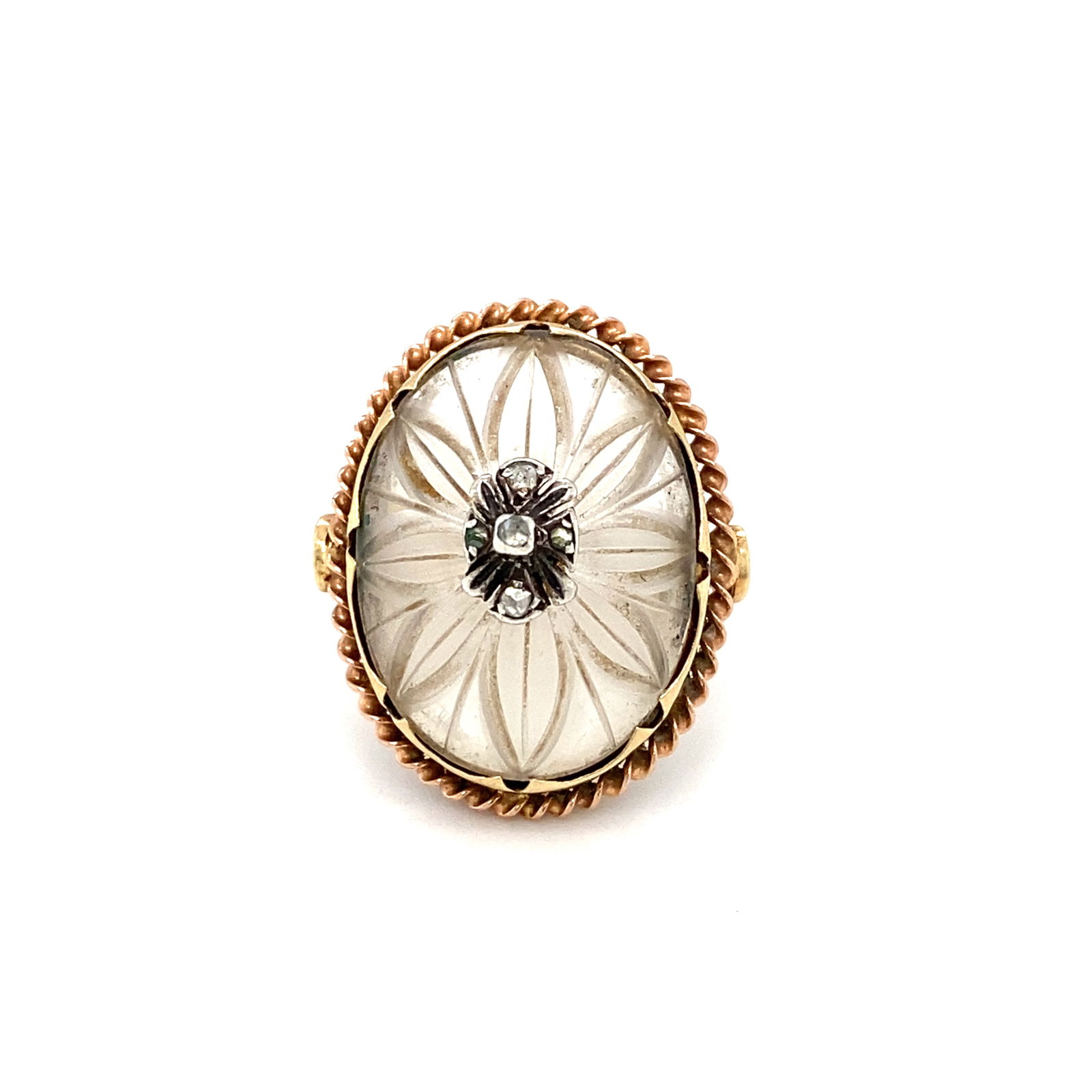 Vintage Art Deco Rock Crystal and Diamond Ring in 14K Yellow Gold (1 of 6)