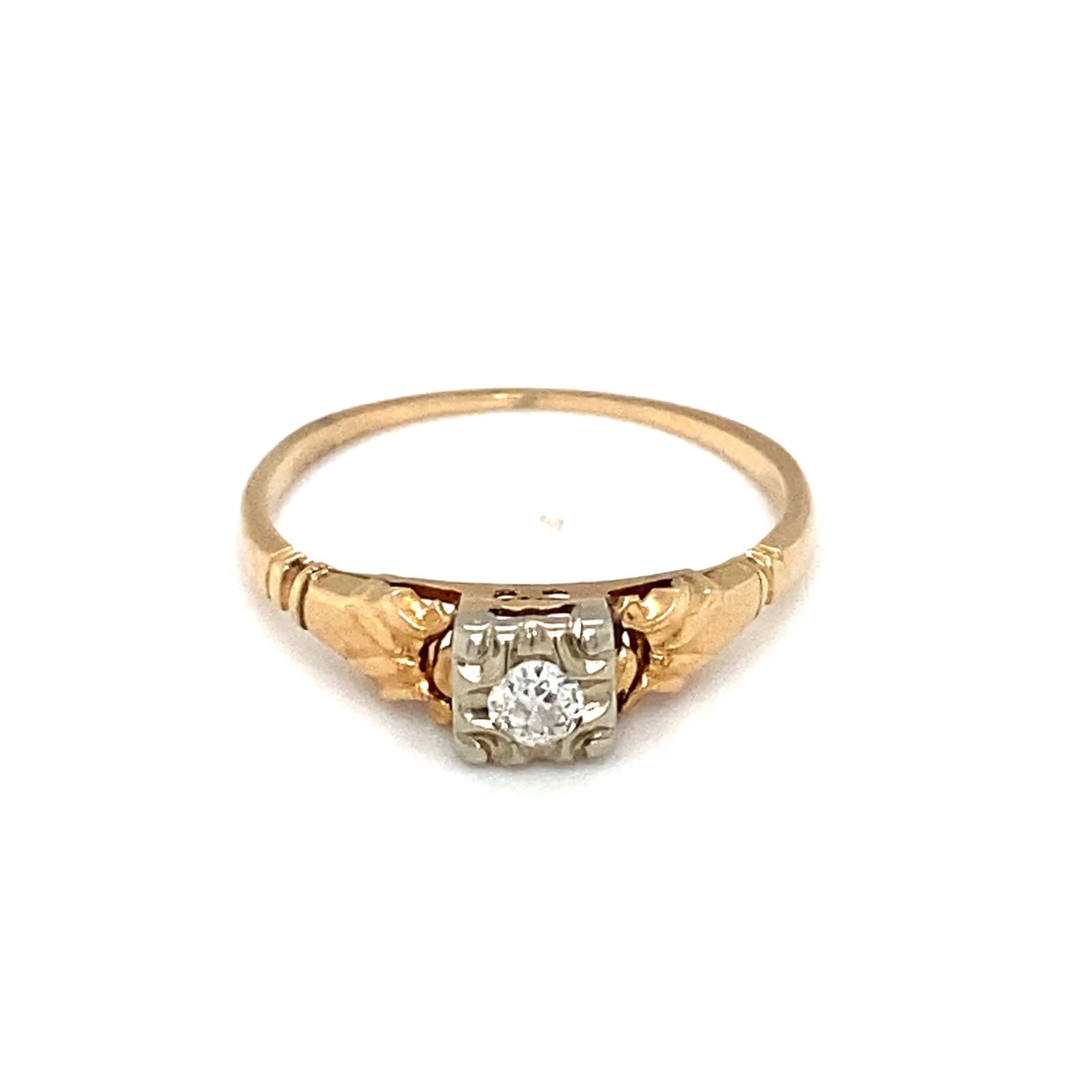 Art Deco Diamond Ring 14K Yellow and White Gold (1 of 7)
