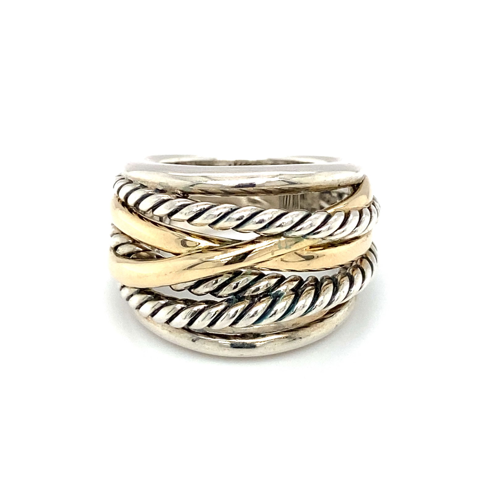 David Yurman Crossover Ring in Sterling Silver and 14K Yellow Gold (1 of 9)