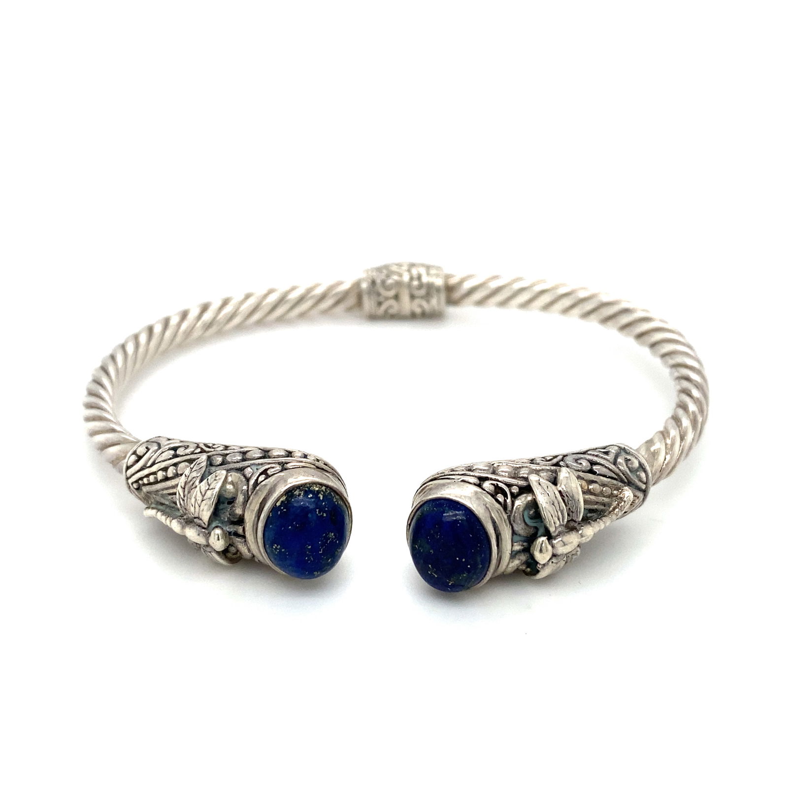 Hinged Bangle Bracelet with Lapis Lazuli in Sterling Silver (1 of 10)