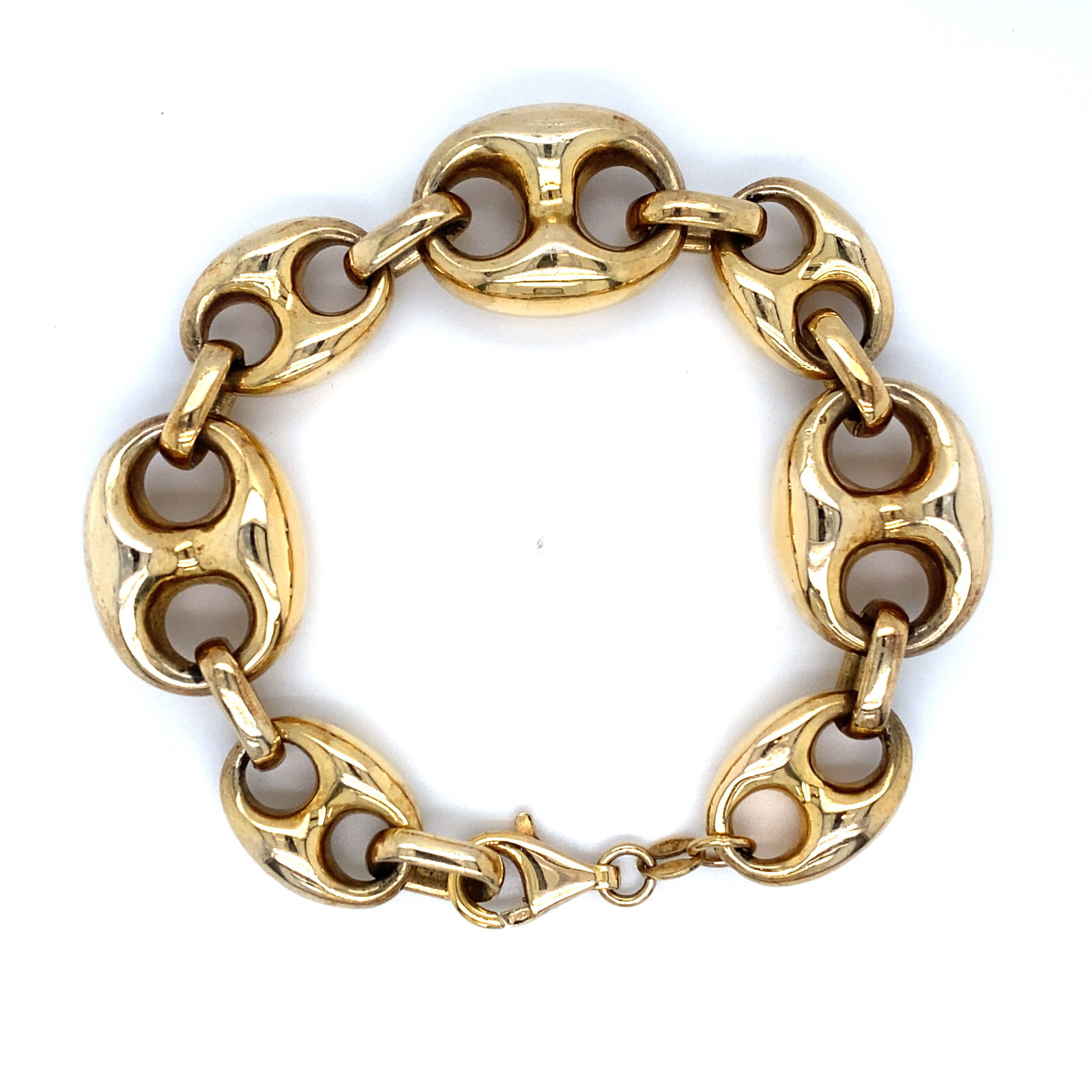 Vintage Italian Vermeil Hollow Puff Gucci Mariner Link Bracelet in Gold Over Sterling Silver (1 of 8)