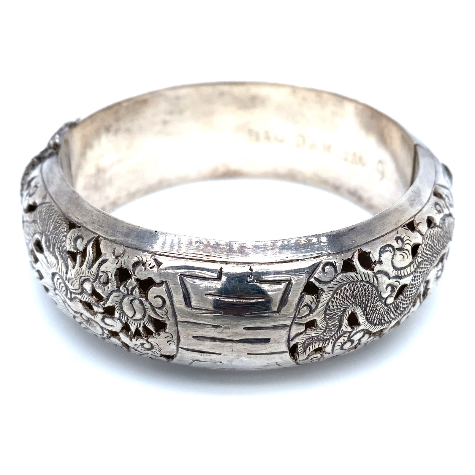 Vintage Asian Dragon Bangle Bracelet in Sterling Silver (1 of 7)