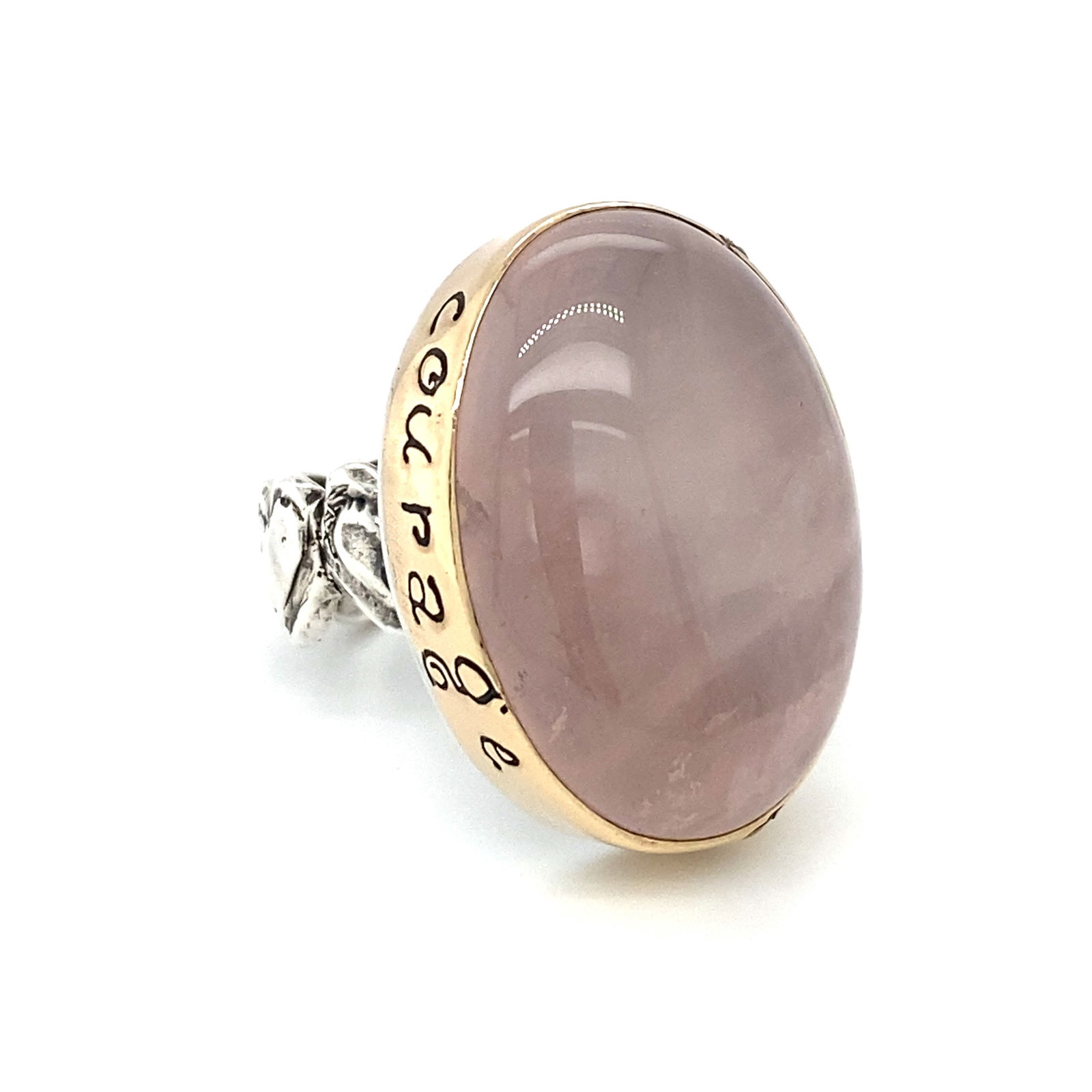 Jes Maharry for Sudance Rose Quartz Ring in Steling Silver and 14K Yellow Gold (1 of 8)