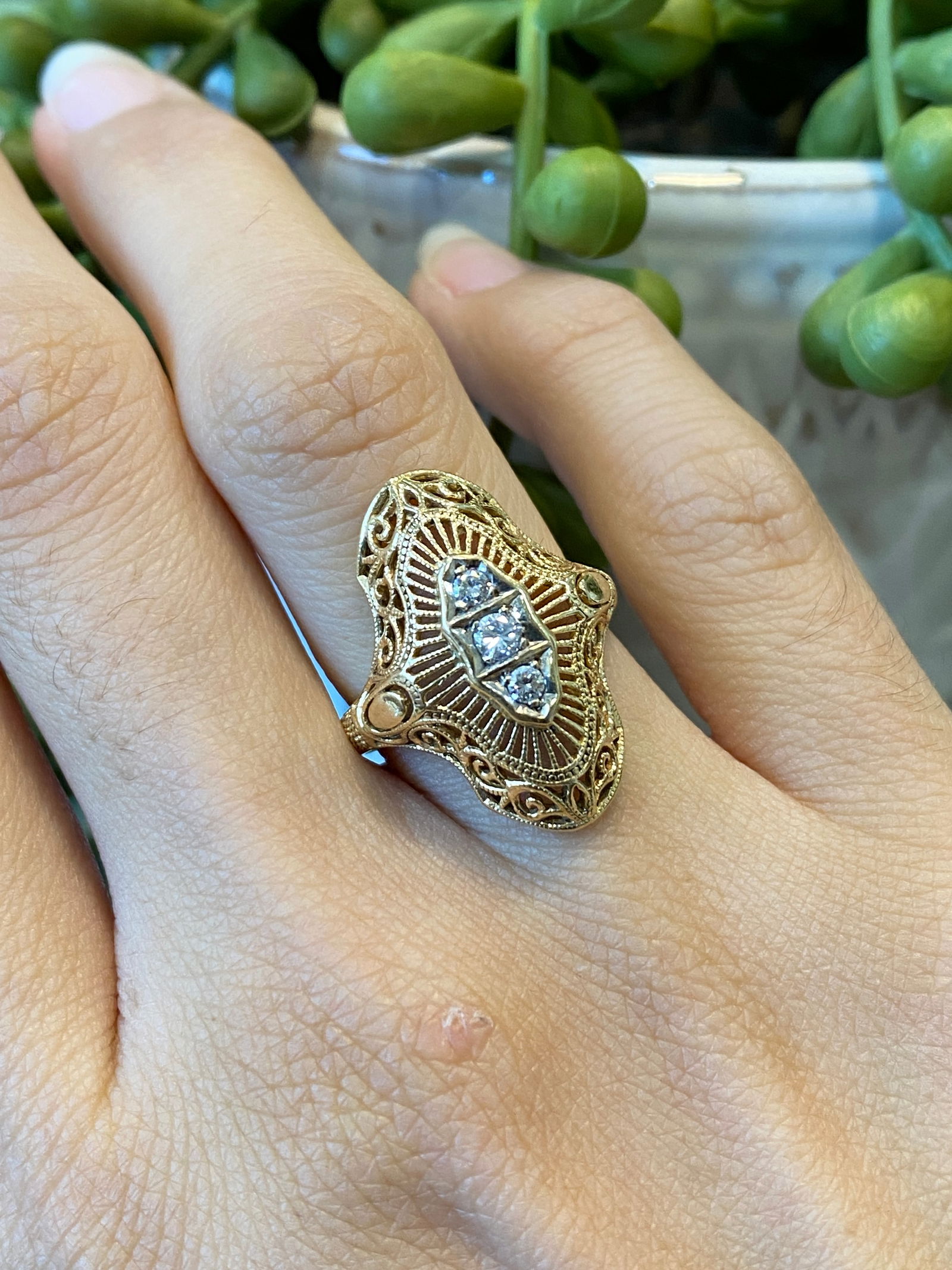 1940s Retro Three Stone Ring (1 of 7)