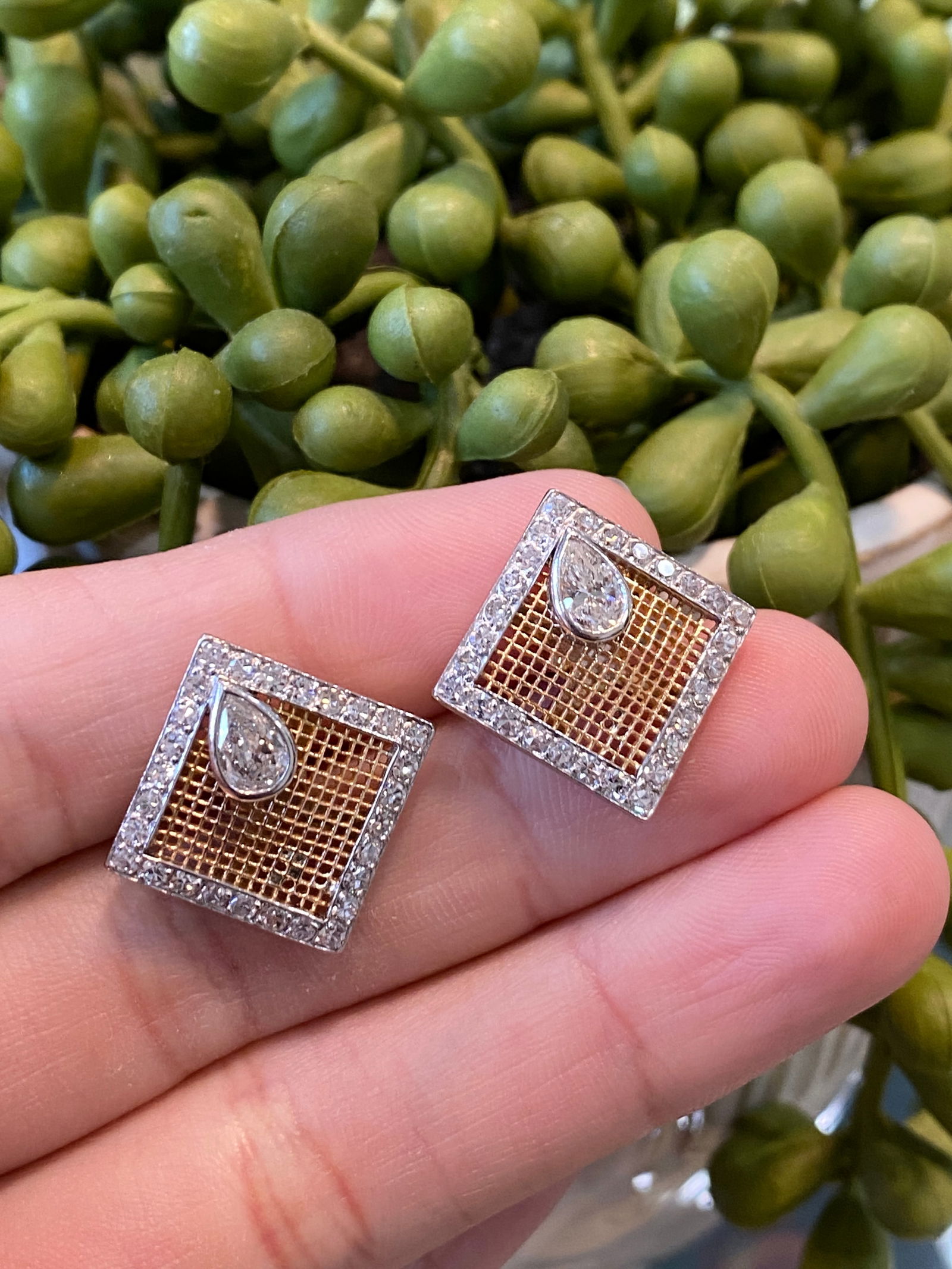 Diamond Earrings in 14K Two Tone Gold (1 of 7)