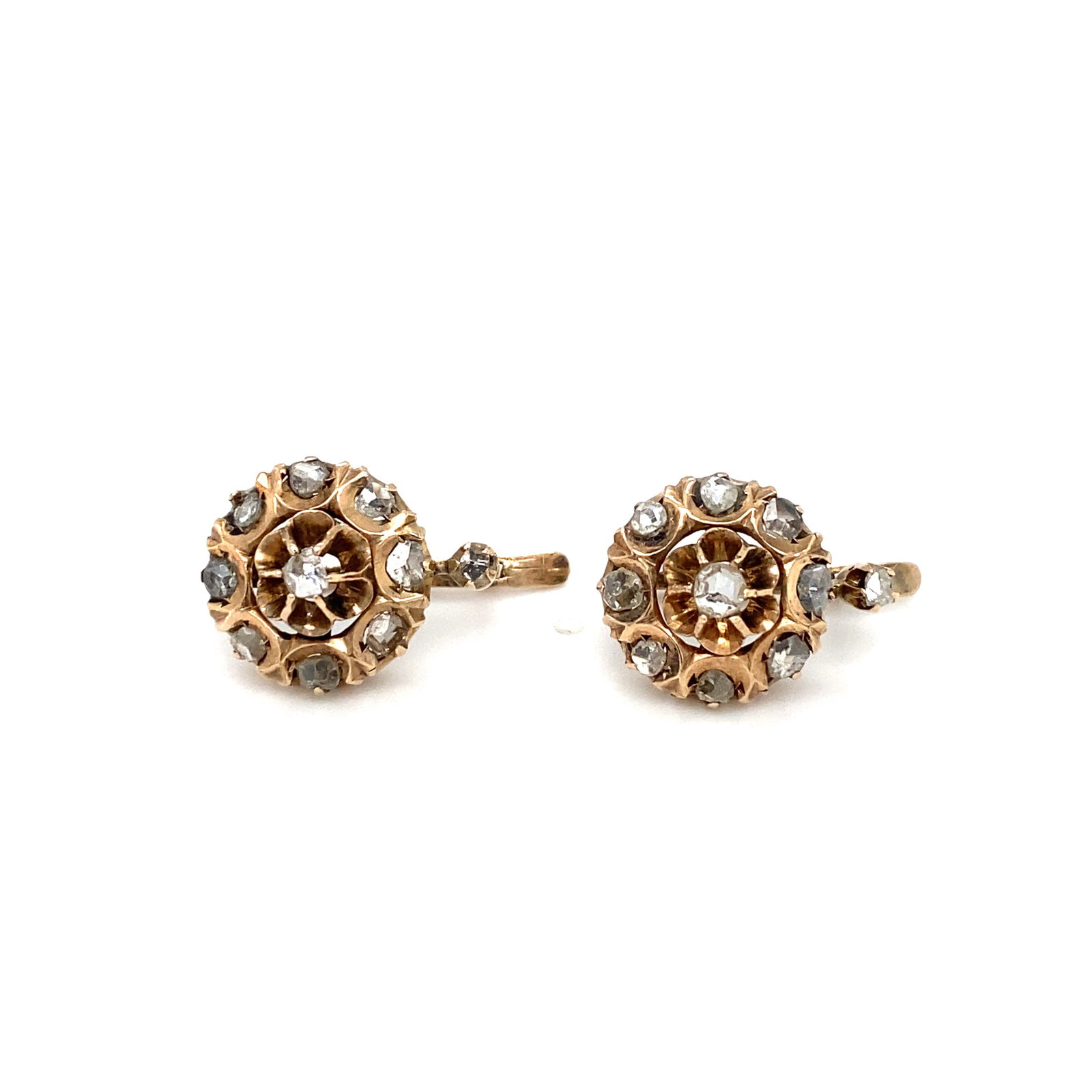 Circa 1890s Victorian Diamond Earrings with Lever Backs in 14K Yellow Gold (1 of 8)