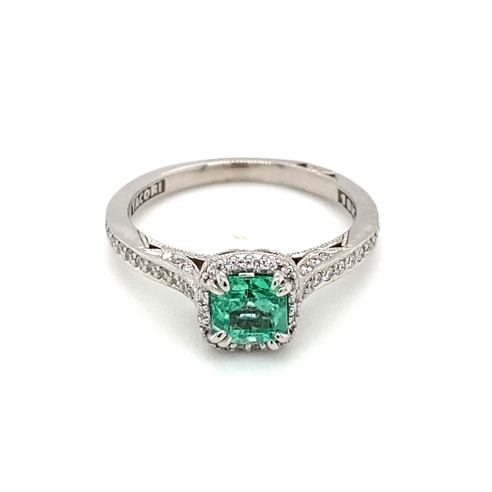 Tacori Emerald and Diamond Engagement Ring in 18K White Gold (1 of 9)