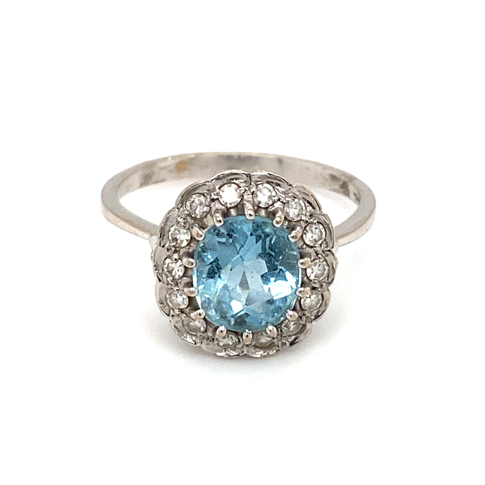 Estate Aquamarine and Diamond Ring in 18K White Gold (1 of 8)