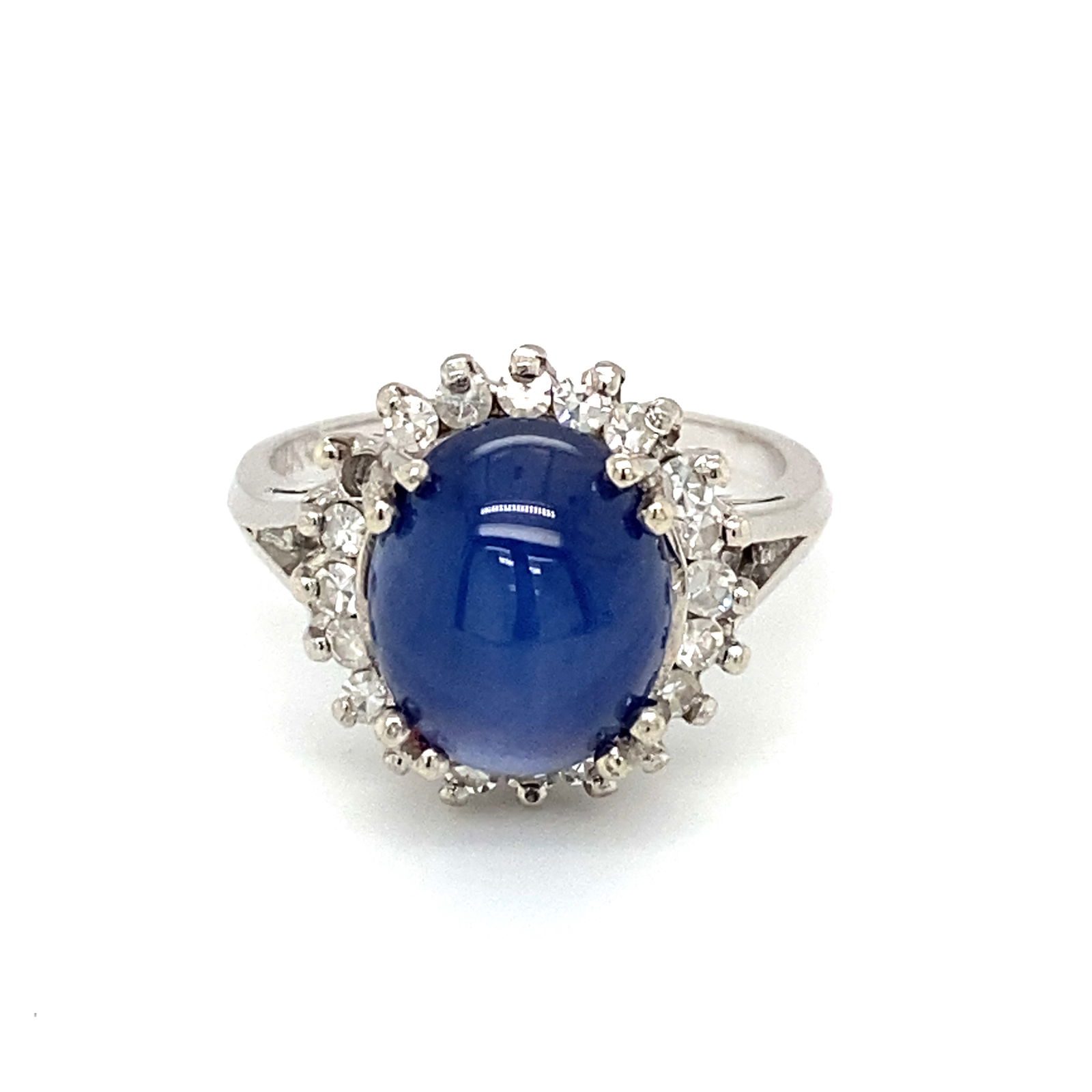 Synthetic Star Sapphire and Diamond Ring in 14K White Gold (1 of 9)