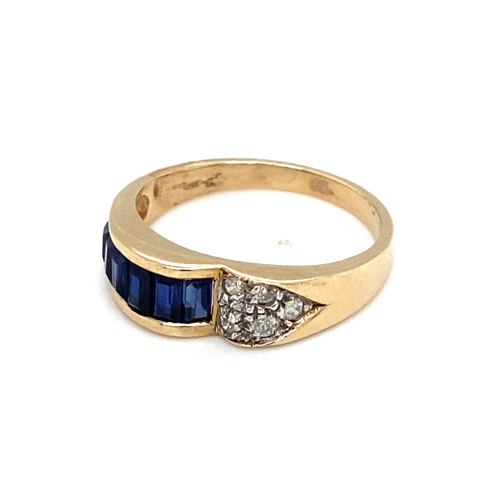 Vintage Synthetic Sapphire and Diamond Ring in 10K Yellow Gold (1 of 9)