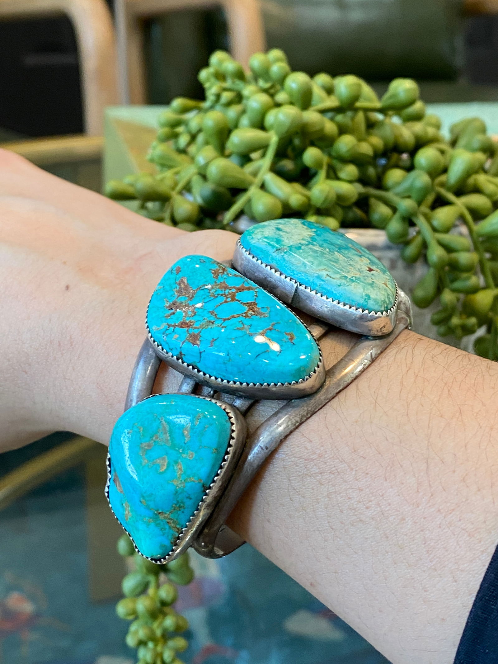 Canyon Silver Company Navajo Silver Turquoise Cuff Bracelet (1 of 9)