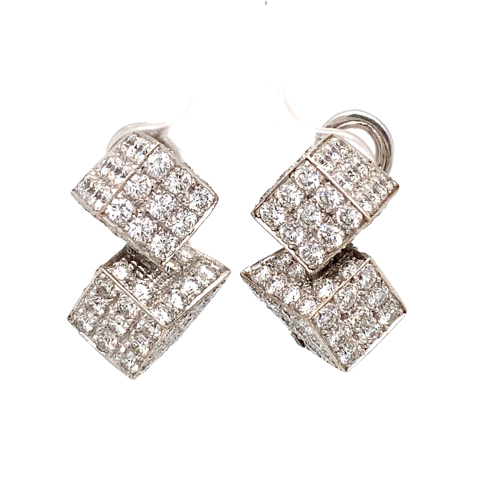 Roberto Coin Diamond Abstract Earrings with Clip Post Back in 18K White Gold (1 of 7)