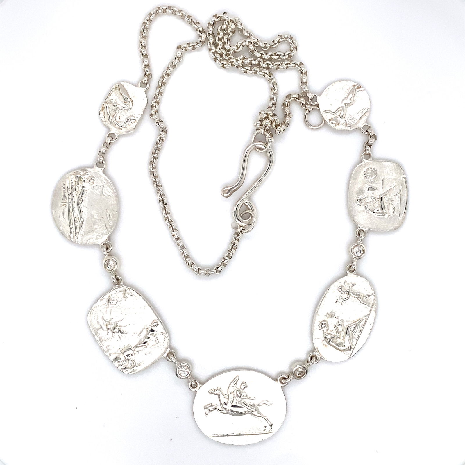 Vintage Sterling Silver Roman Scene Necklace (1 of 6)