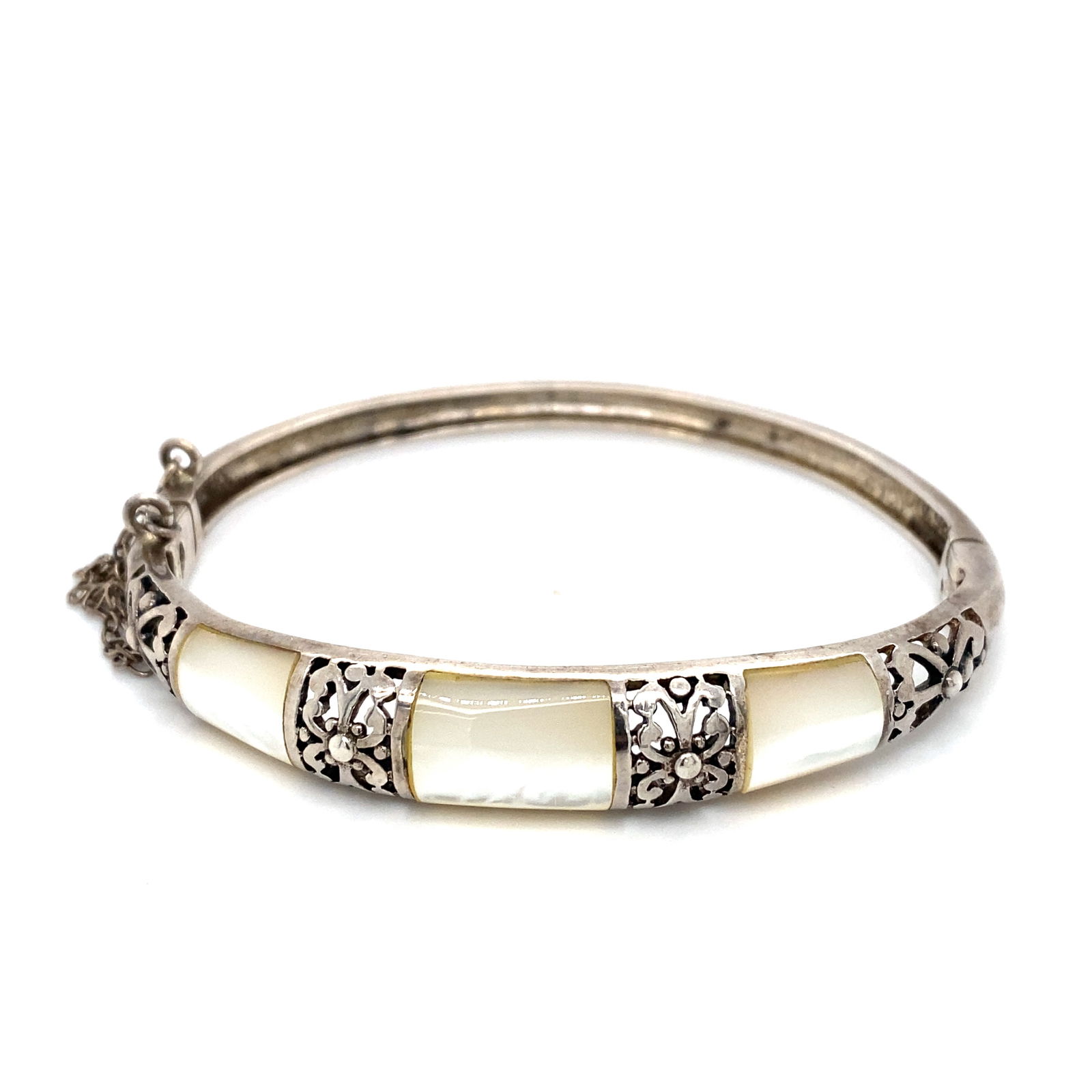 Mother of pearl bangle bracelet in Sterling Silver (1 of 9)