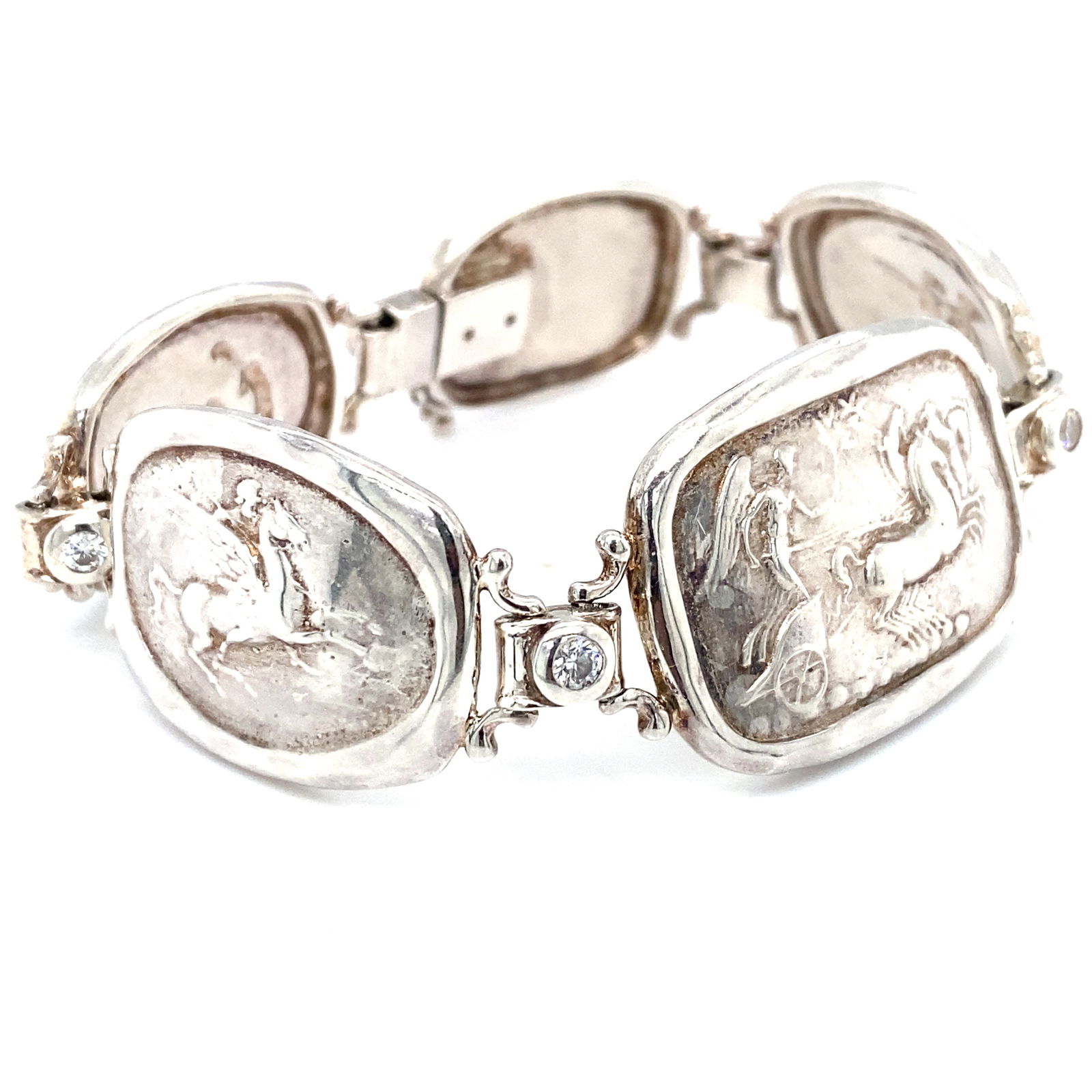 Vintage Sterling Silver Equestrian Panel Bracelet (1 of 10)