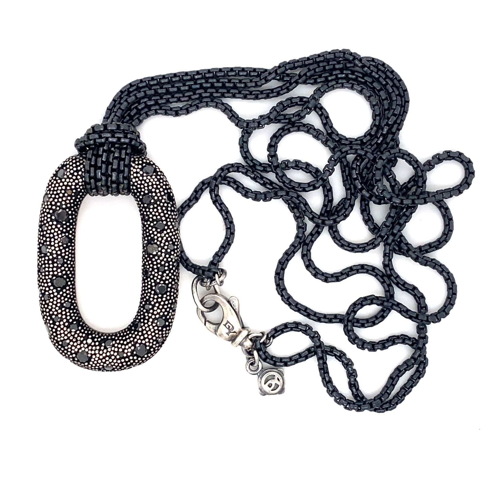 David Yurman Midnight Melange Black Diamond Pendant in Sterling Silver: David Yurman Midnight Melange sterling silver necklace with black diamonds, 18"L, 27.9g