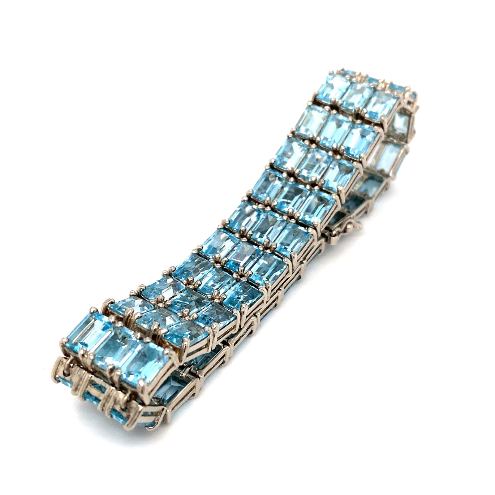 Three Row Blue Topaz Bracelet in Sterling Silver (1 of 6)