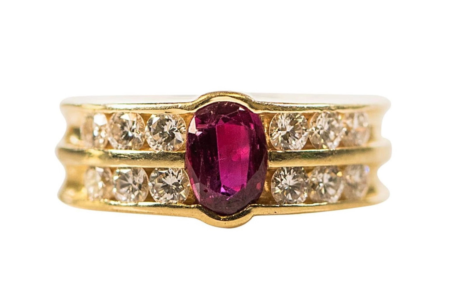 0.75ct Oval Ruby and Diamond Ring, 14K Gold (1 of 7)