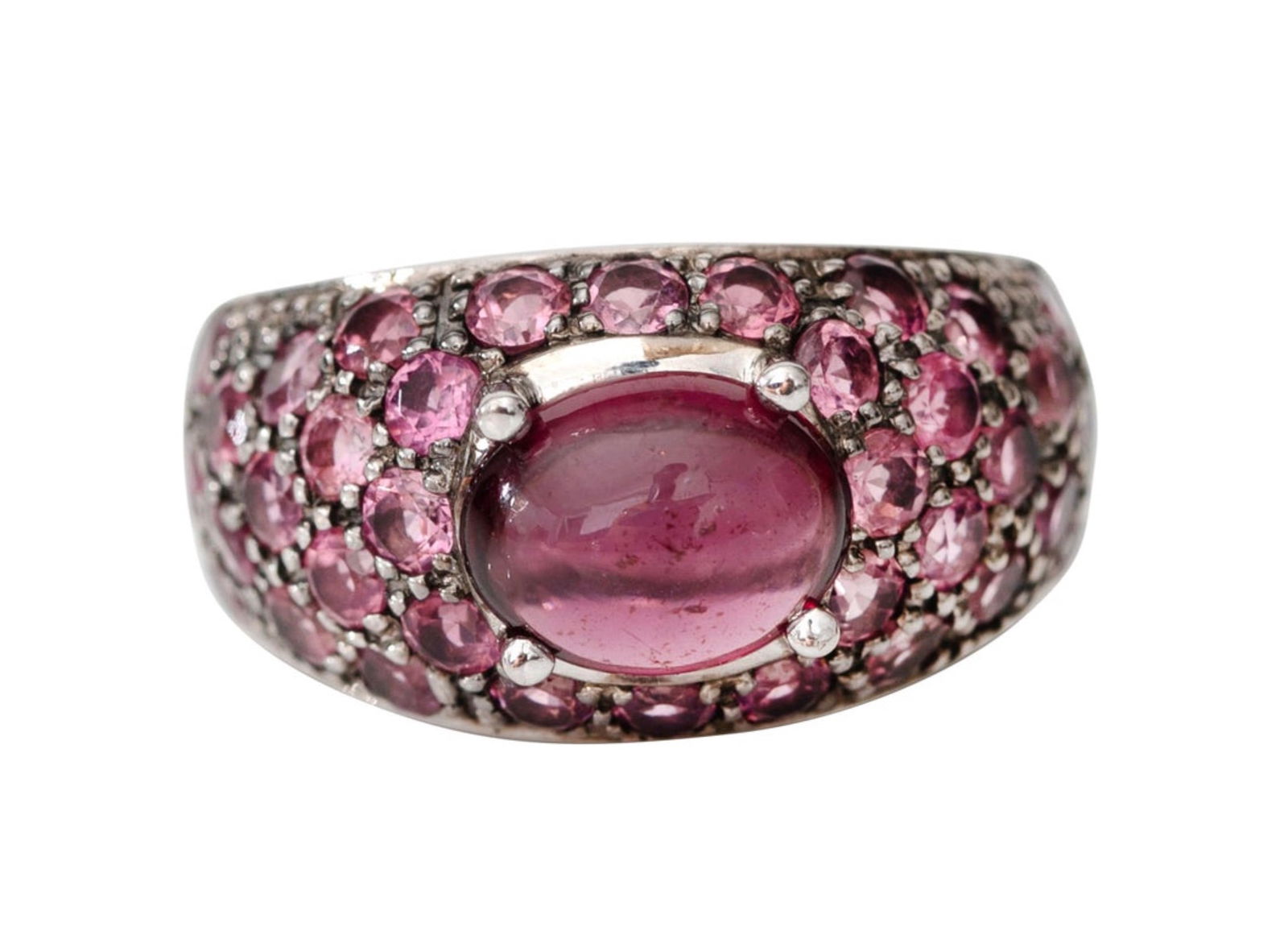Tourmaline and Pink Sapphire Cocktail Ring in 14K White Gold (1 of 7)