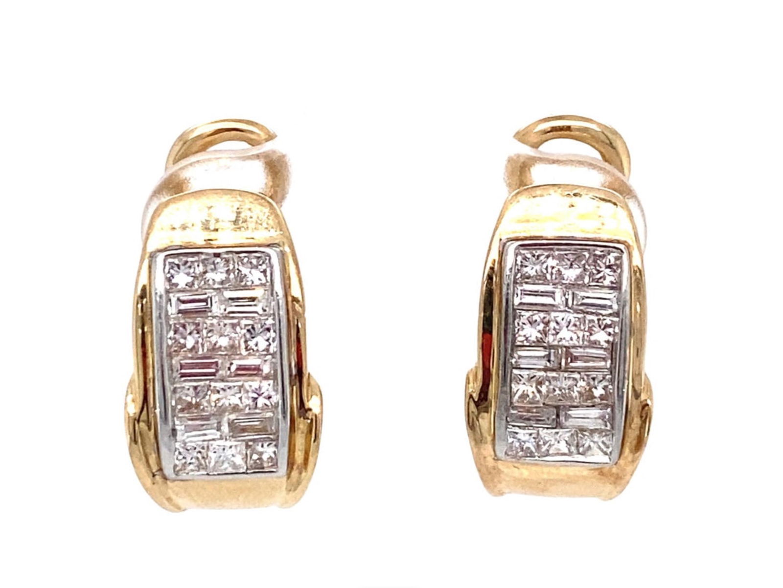Baguette and Princess Cut Diamond Earrings in 14K Gold (1 of 6)