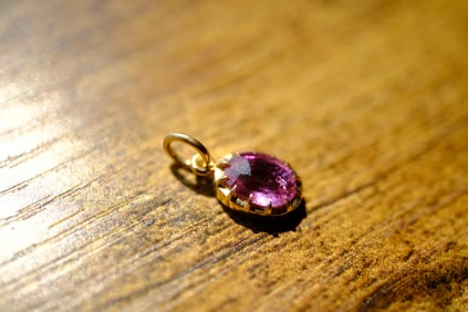 Estate Ceylon Pink Sapphire Pendant in 14K Yellow Gold