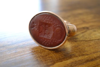 Carnelian Intaglio Seal in 10K Yellow Gold