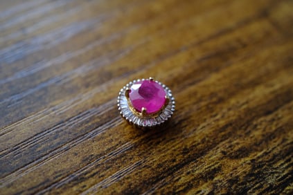 Ruby and Diamond Pendant in 10K Yellow Gold