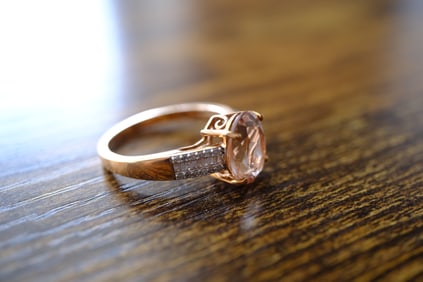 Designer Morganite and Diamond Ring in 10K Rose Gold