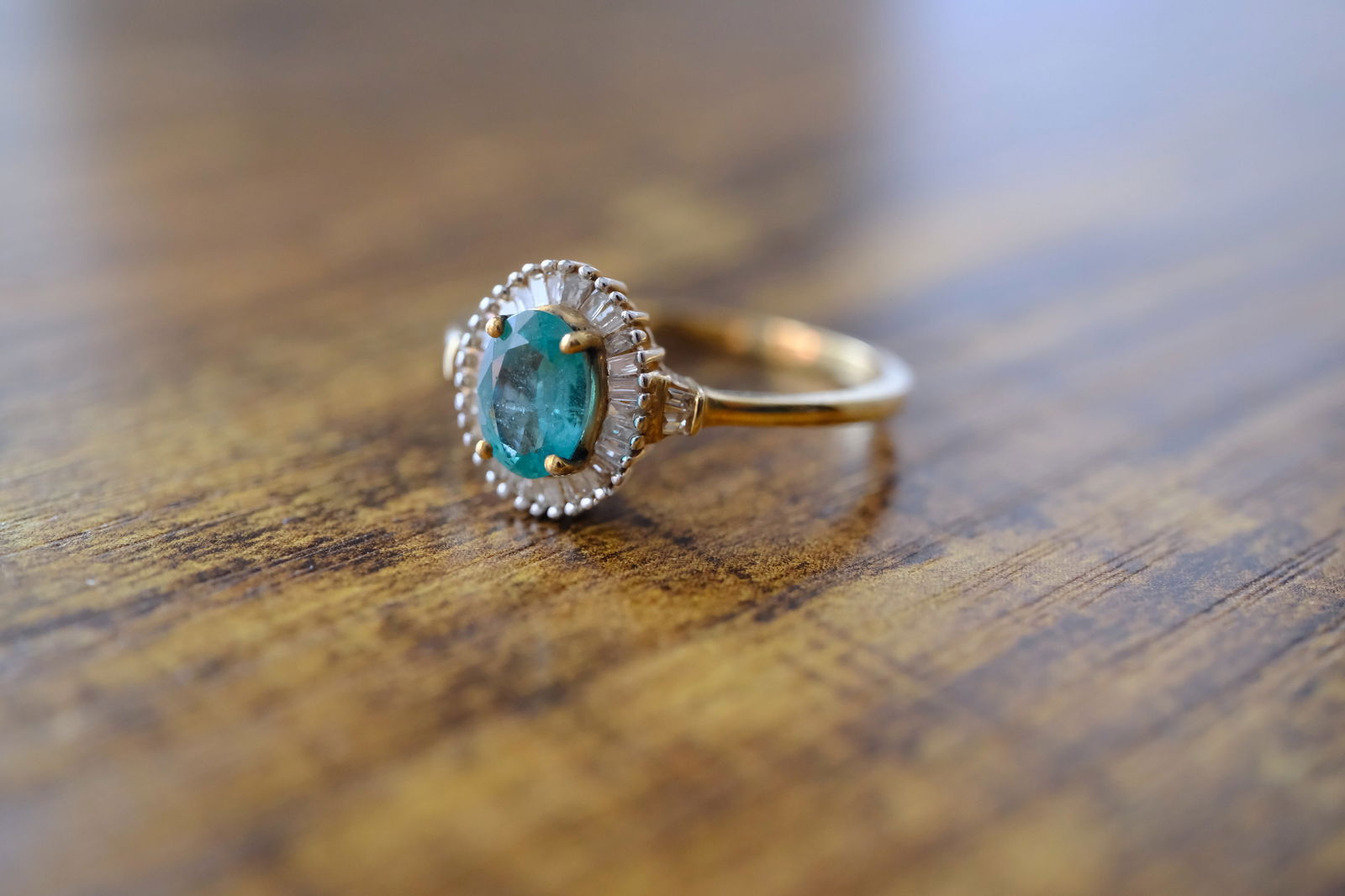 Designer Zambian Emerald and Diamond Ring in 10K Yellow Gold (1 of 8)