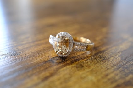 Designer Chrysoberyl and Diamond Ring in 14K Yellow Gold