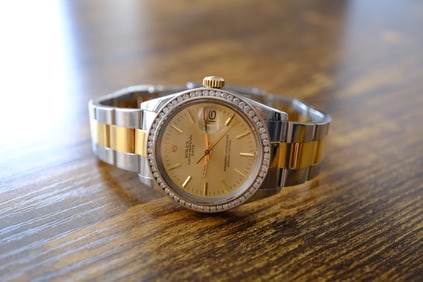 Vintage Rolex Oyster Perpetual Date Two-Tone  Stainless Steel in 18K Yellow Gold