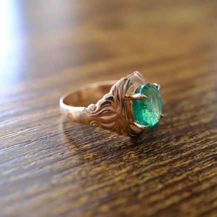 Natural Emerald Ring in 10K Yellow Gold (1 of 7)