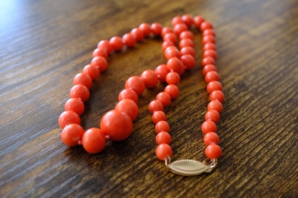 Graduated Coral Strand Necklace in 14K Yellow Gold