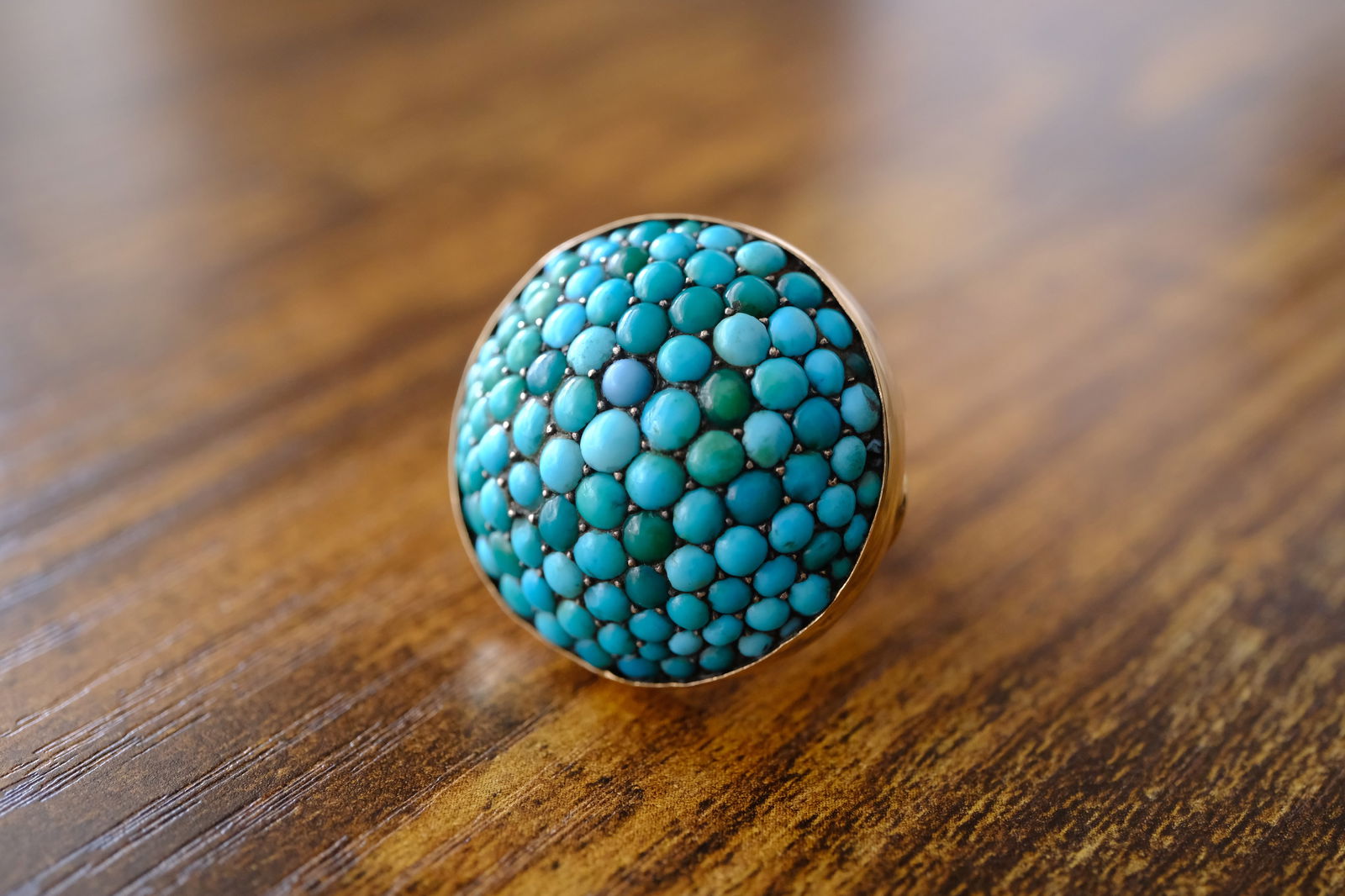 Estate Turquoise Cluster Ring in 14K Yellow Gold (1 of 8)