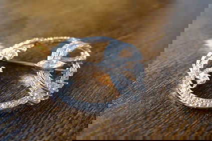 Marquise and Round Cut Diamond Brooch in 14K White Gold