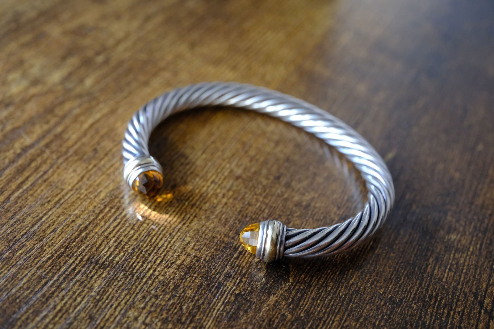 David Yurman Citrine Classic Cable Cuff Bracelet in Sterling Silver and 14K Yellow Gold (1 of 8)