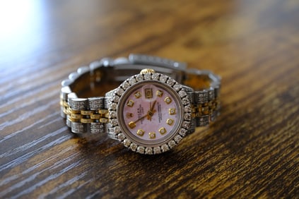 Rolex Oyster Perpetual Date Just Stainless Steel 18K GoldTwo Tone Gold Custom Diamond Watch