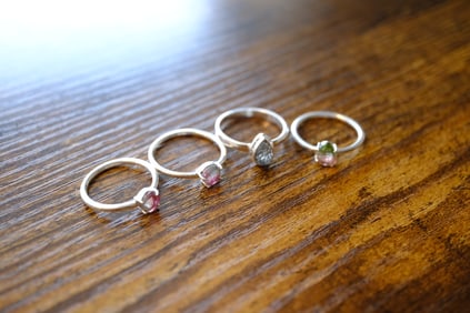 Lot of Four Gemstones Rings in Sterling Silver