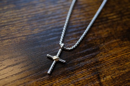 David Yurman Petite X Cross Pendant Necklace in Sterling Silver and 14K Yellow Gold