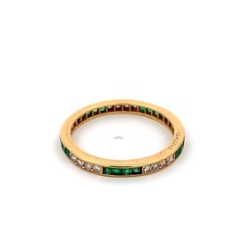 Diamond and Emerald Band in 18K Yellow Gold