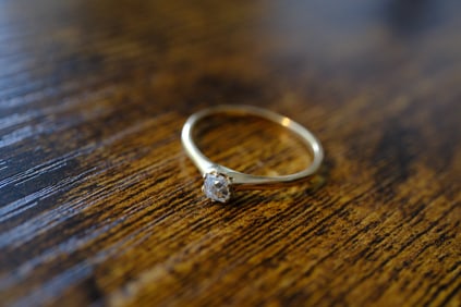 Old Mine Cut Diamond Ring in 14K Yellow Gold